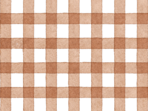 茶色のギンガムチェックの水彩イラスト