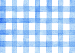 青色のギンガムチェックの水彩イラスト