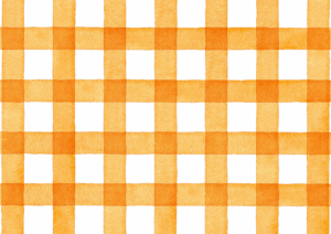 オレンジ色のギンガムチェックの水彩イラスト
