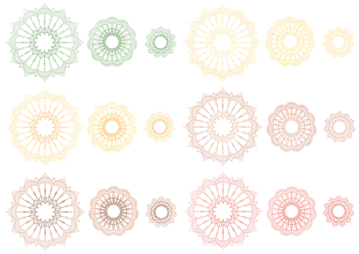 緑、黄色、茶色のレースのイラスト素材