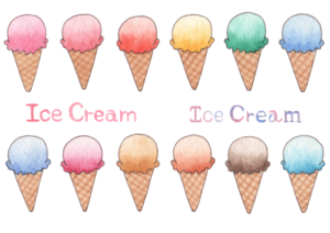 アイスクリームの水彩素材