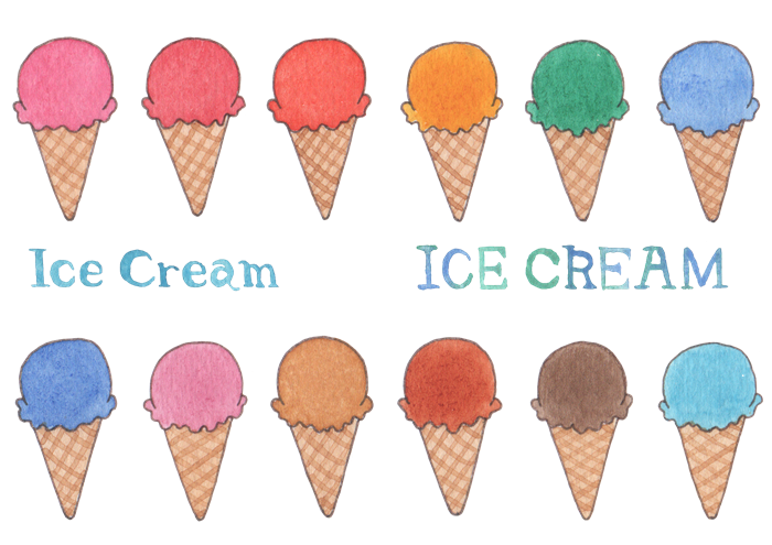 アイスクリームの水彩イラスト素材