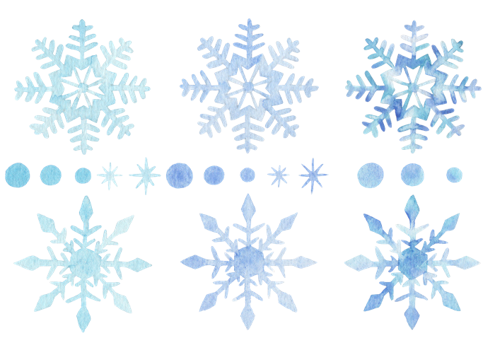 雪の結晶の水彩イラスト素材
