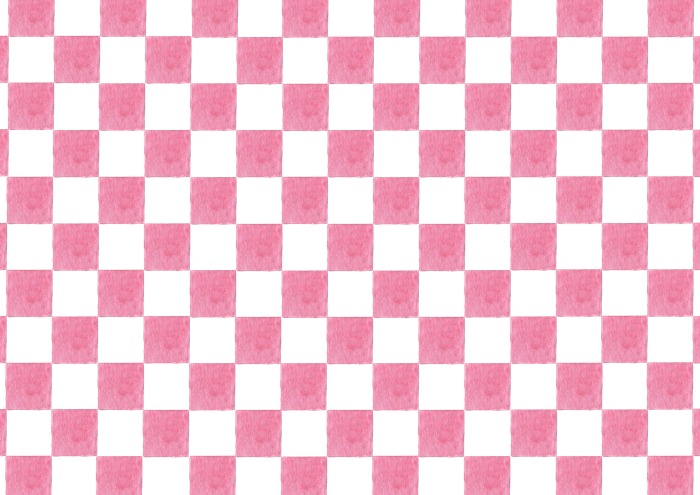 ピンクの市松模様の水彩素材