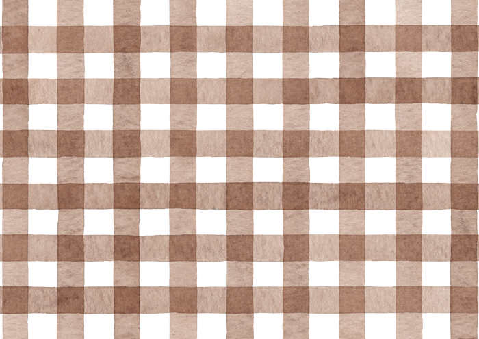 ギンガムチェックの水彩イラスト(茶色)