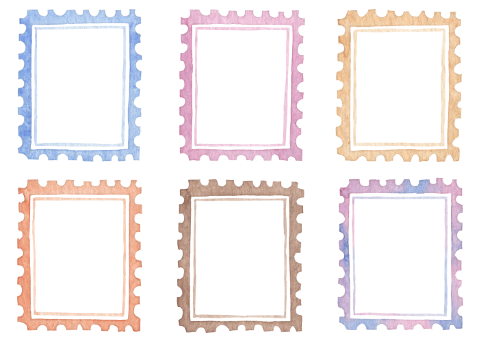 切手風のフレームイラスト素材