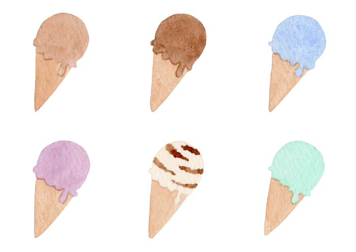 アイスクリームの水彩イラスト素材