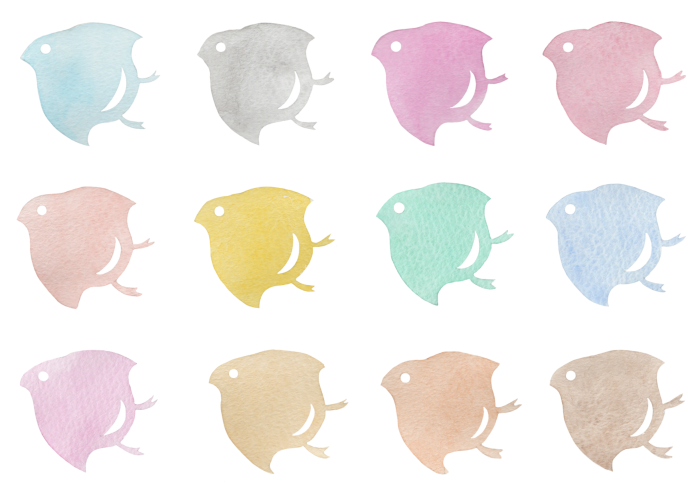 千鳥紋の水彩イラストセット