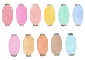 提灯の水彩イラスト素材
