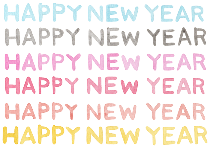 HAPPY NEW YEARの水彩イラスト