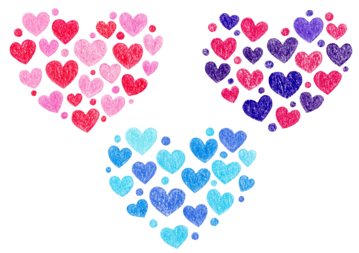 色鉛筆のハートのイラスト