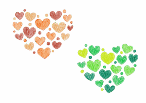 ハートの色鉛筆イラスト