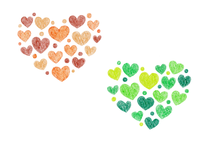 ハートの色鉛筆イラスト