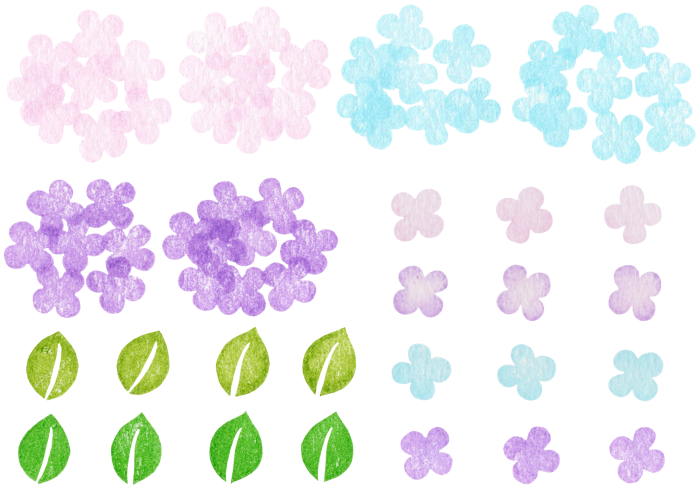 紫陽花の消しゴムはんこの素材
