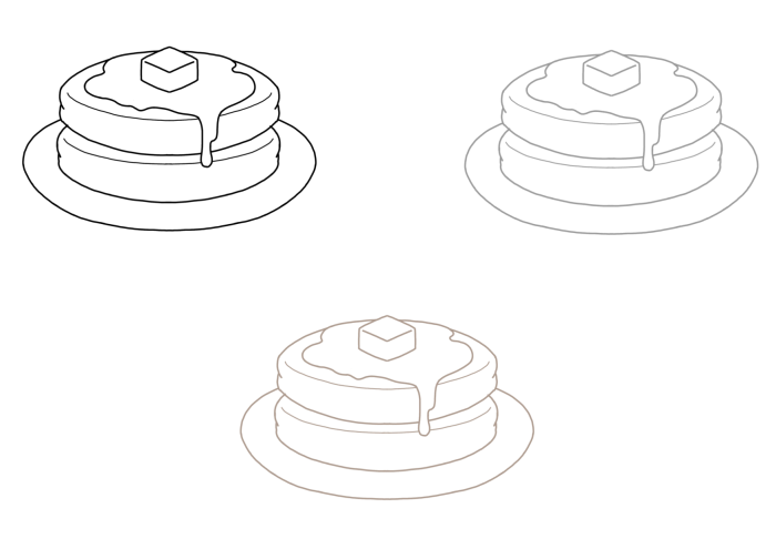ホットケーキの線画イラスト