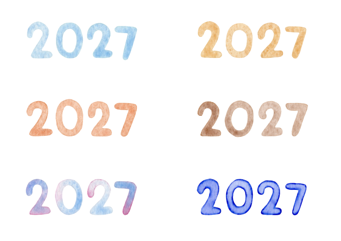 2027の水彩イラスト