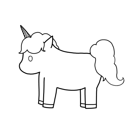 ユニコーンの線画イラスト