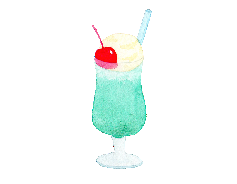 03. 【水彩】クリームソーダの素材